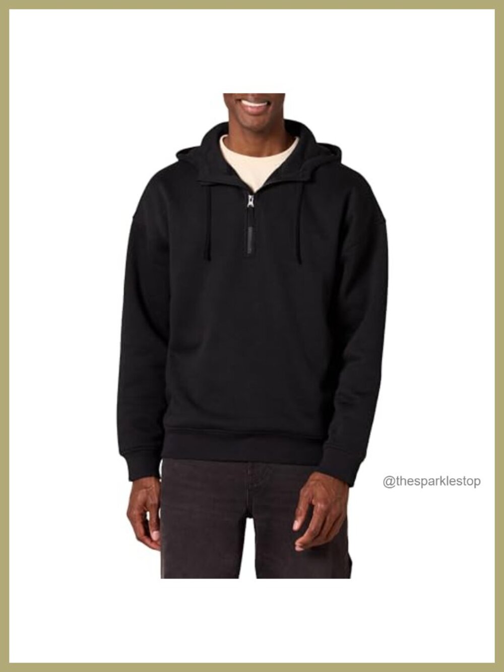 Oversized Quarter-Zip Hoodie Sweatshirt Brushed Fleece Pullover